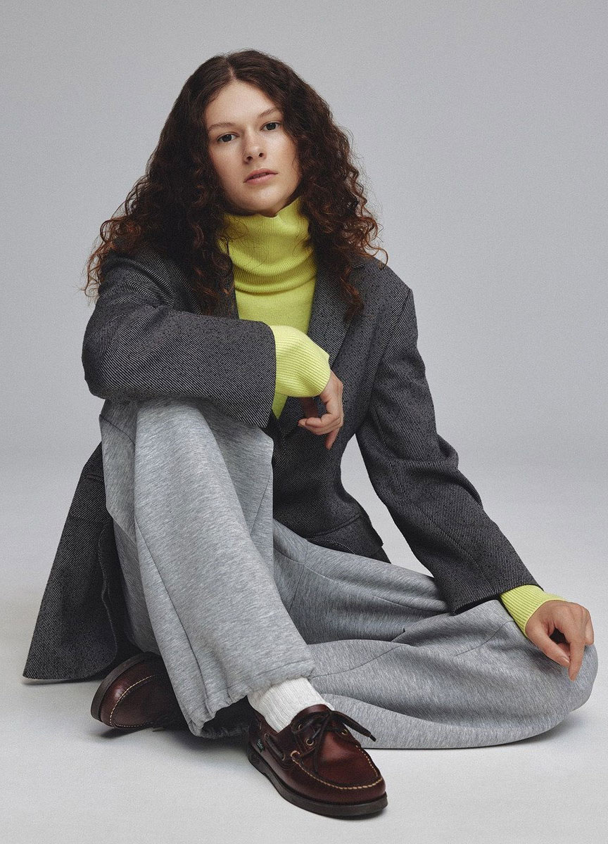 環紋紗粗花呢外套